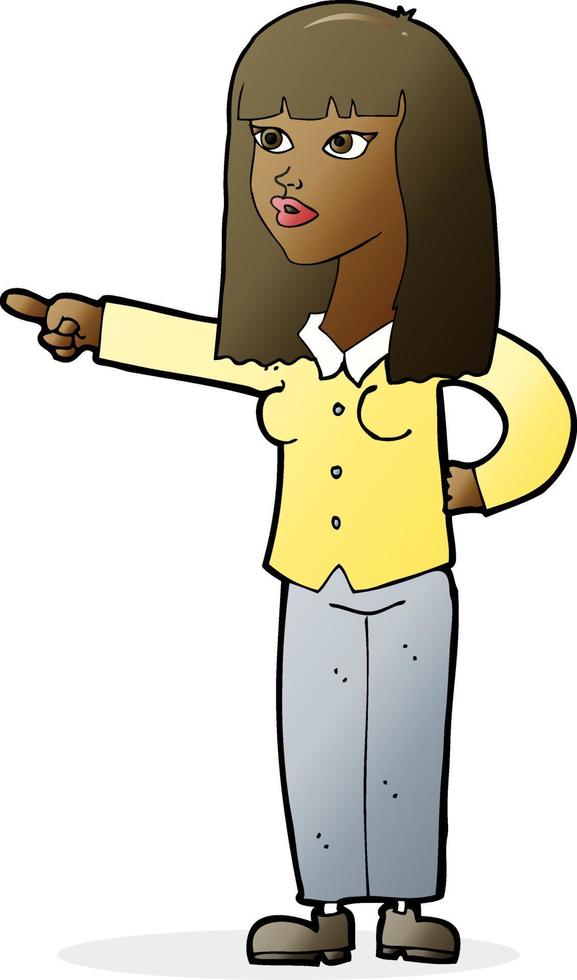 cartoon pretty woman pointing vector
