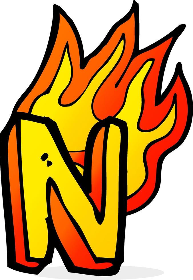 cartoon flaming letter vector