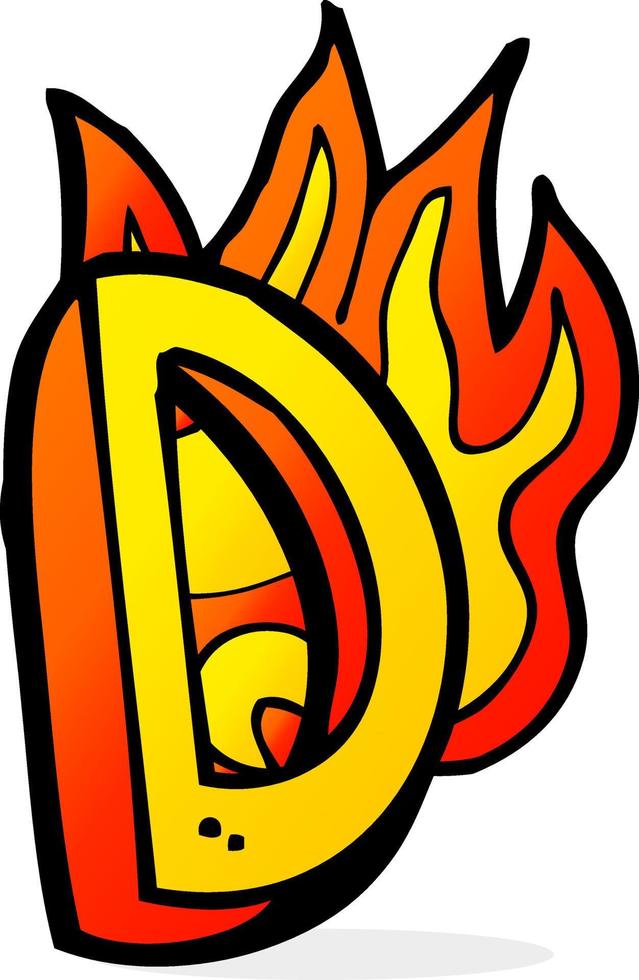 cartoon flaming letter vector