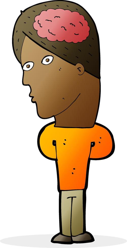 cartoon man with big brain vector