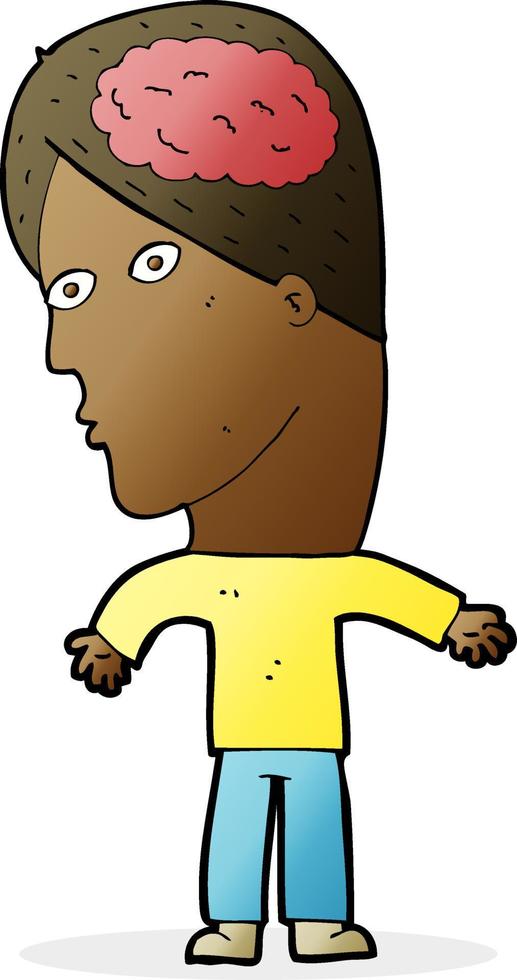 cartoon man with brain symbol vector