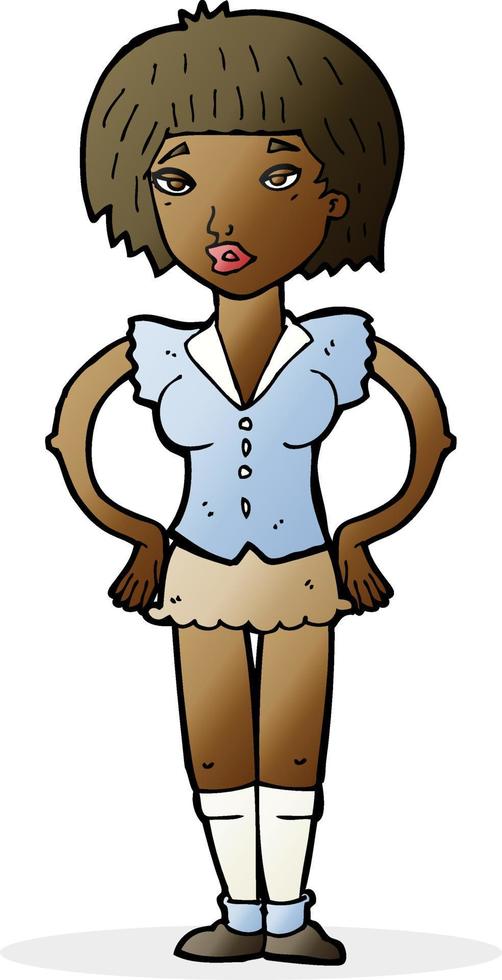 cartoon woman with hands on hips vector