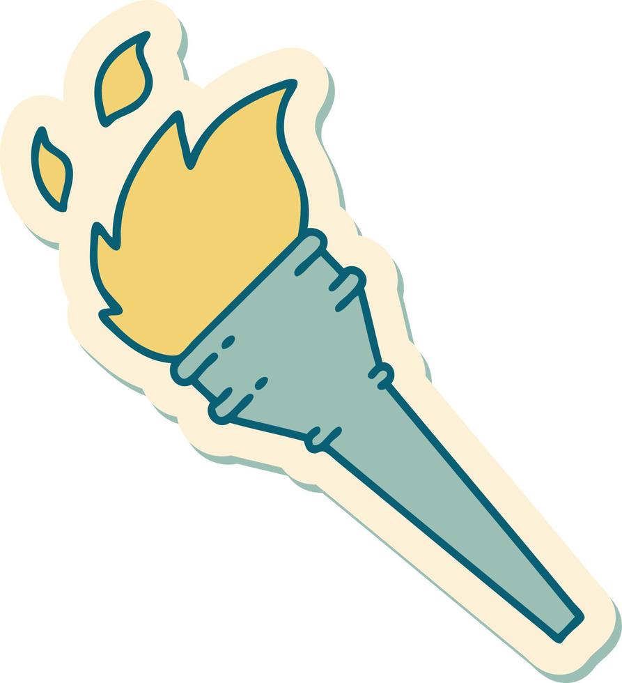 sticker of tattoo in traditional style of a lit torch vector