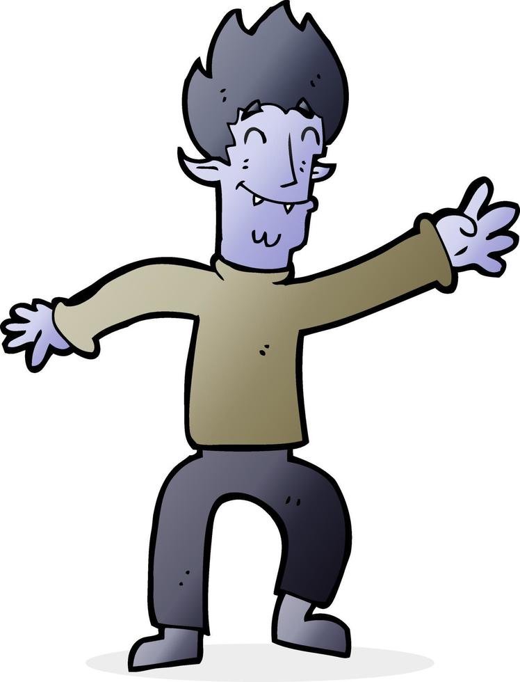 cartoon happy vampire man vector