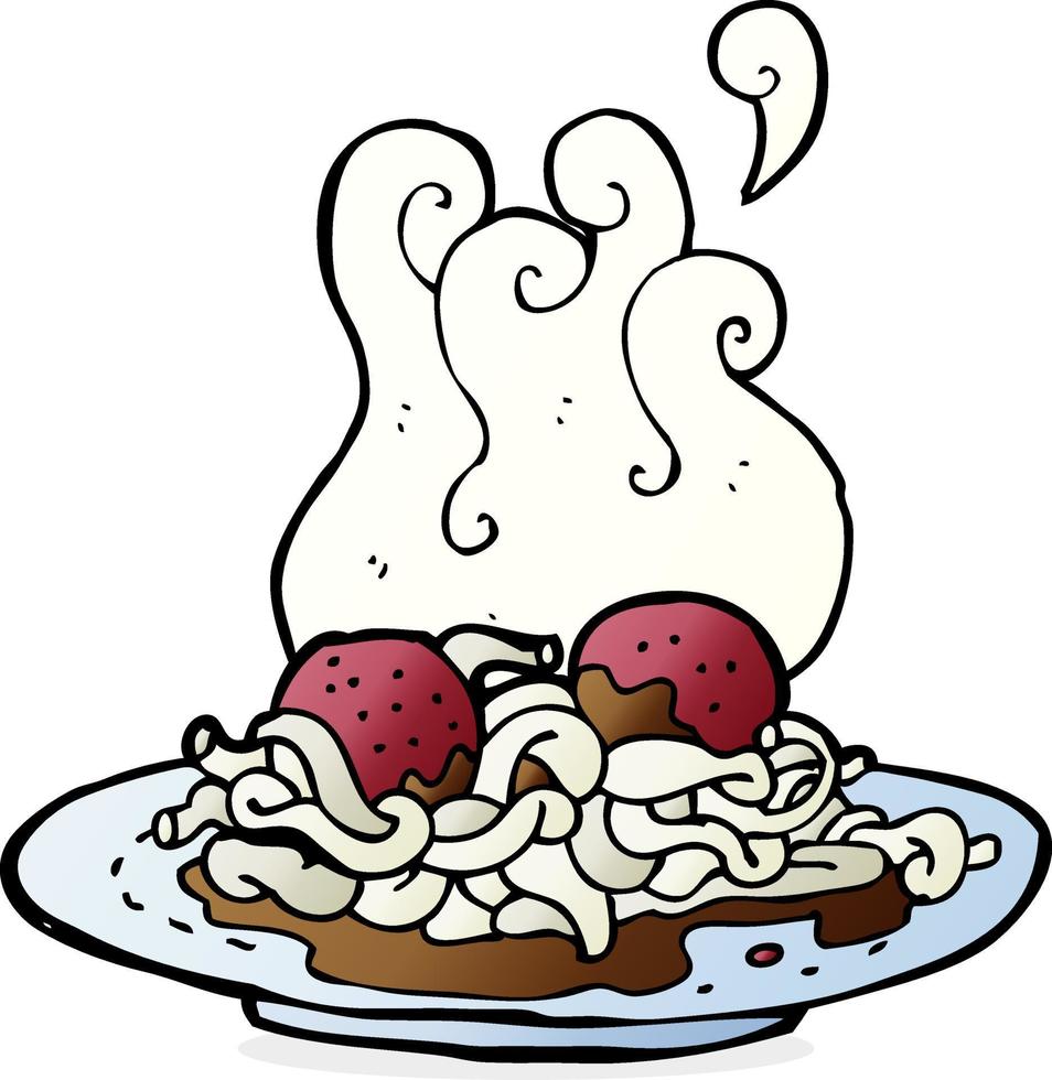 cartoon spaghetti and meatballs vector