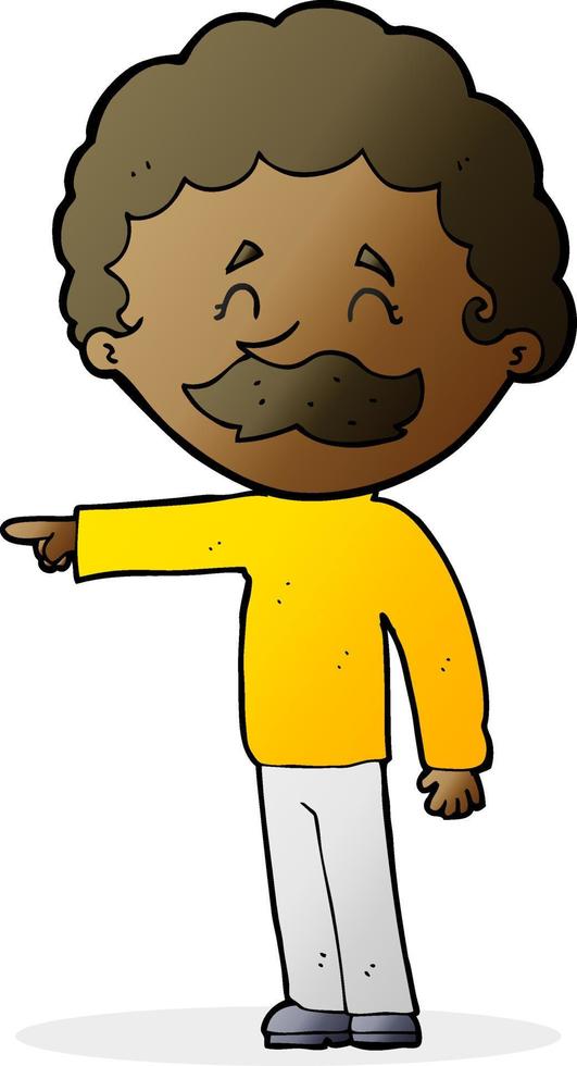 cartoon man with mustache pointing vector