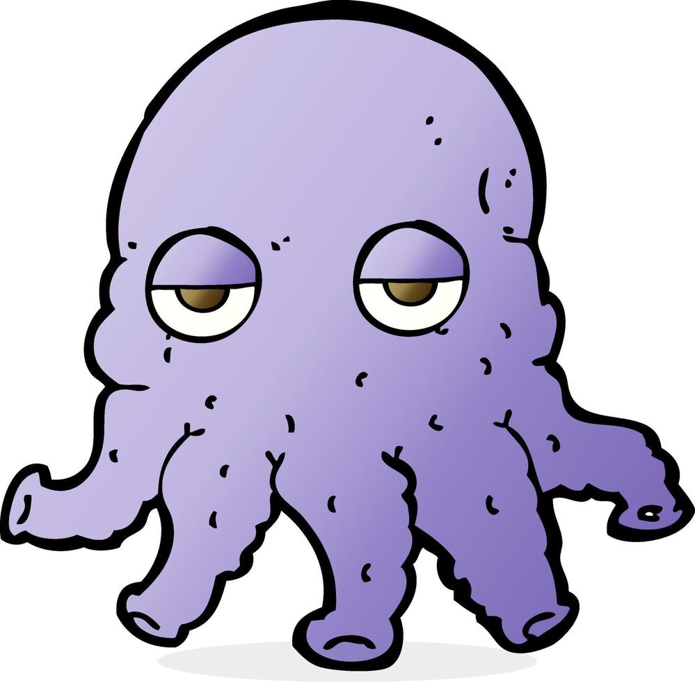 cartoon alien squid face vector