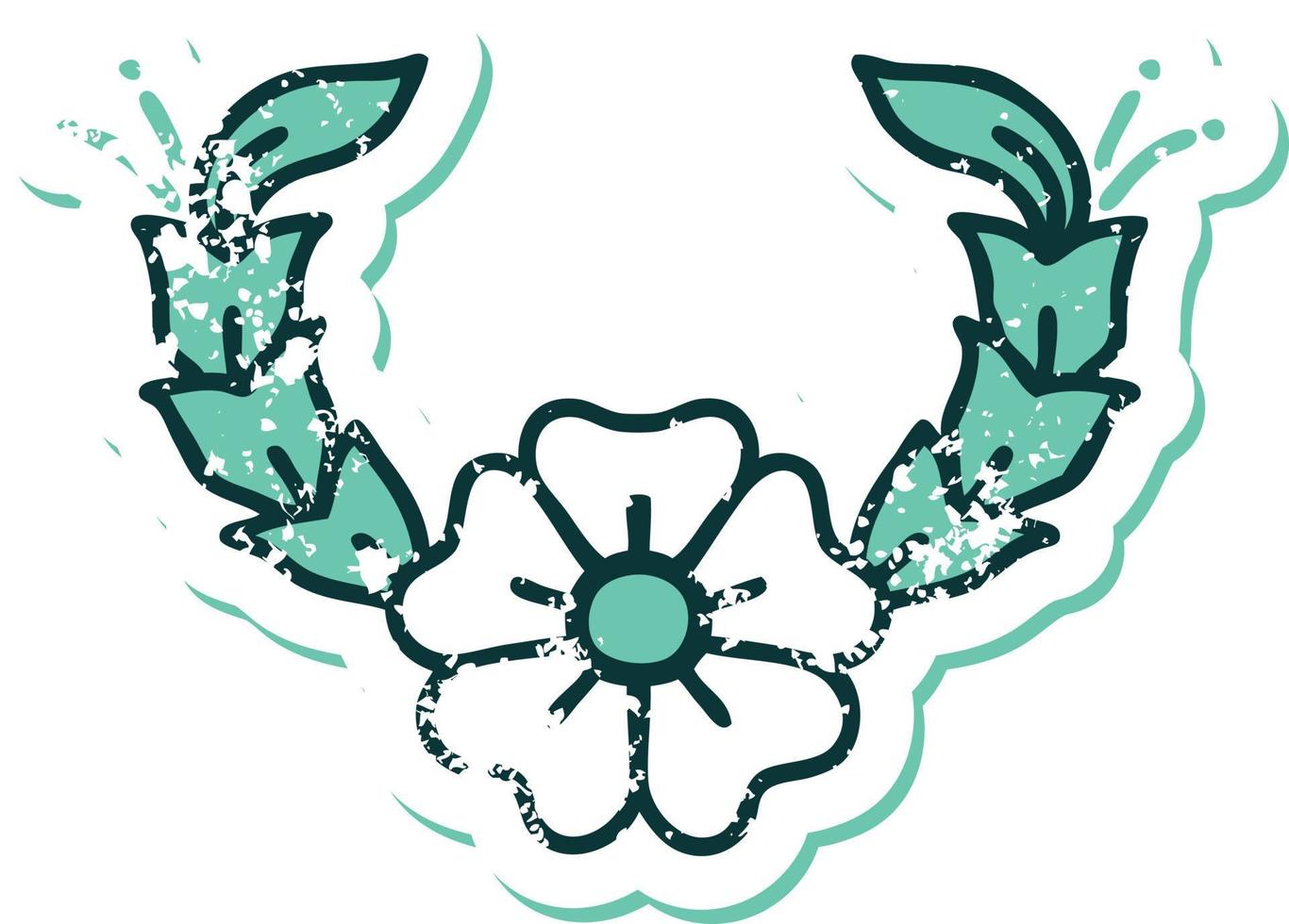 iconic distressed sticker tattoo style image of a decorative flower vector