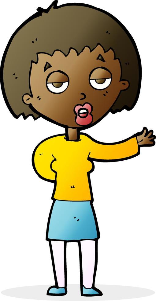 cartoon bored woman vector