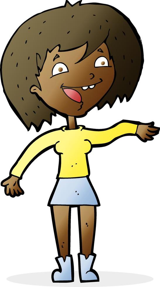 cartoon waving woman vector