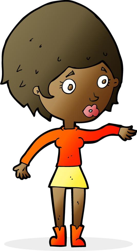 cartoon concerned woman reaching out vector