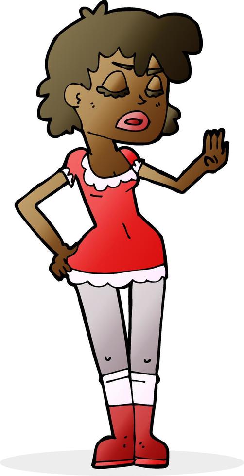 cartoon woman making dismissive gesture vector