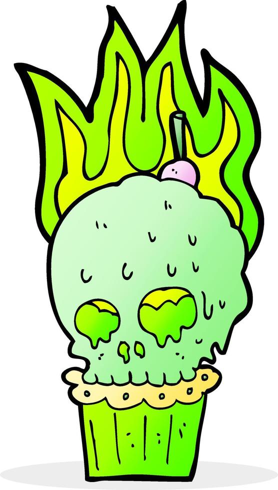 cartoon spooky skull cupcake vector