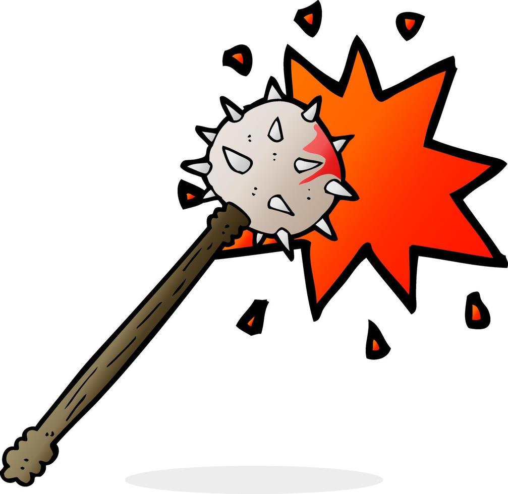 cartoon bloody medieval mace vector