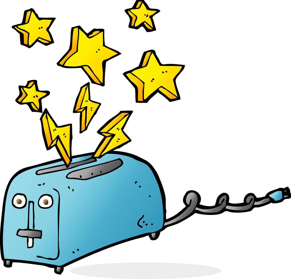 cartoon sparking toaster vector