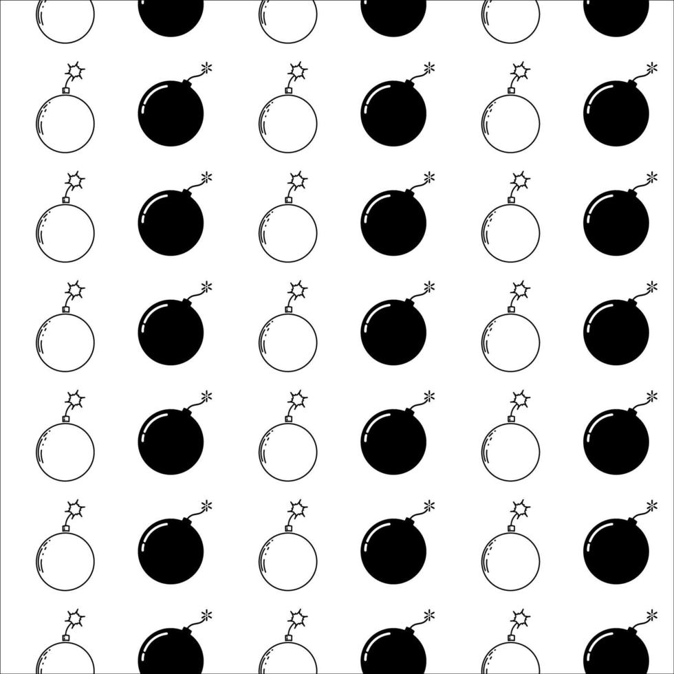 Bomb Silhouette and Outline Pattern vector