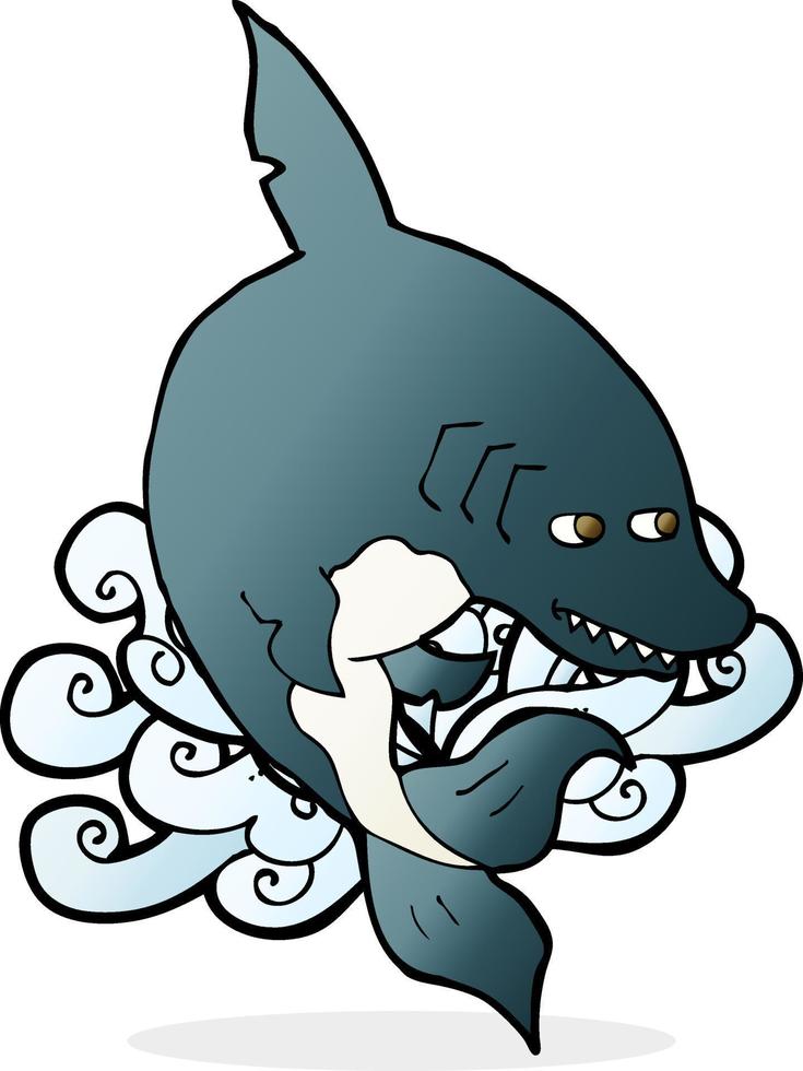 funny cartoon shark vector