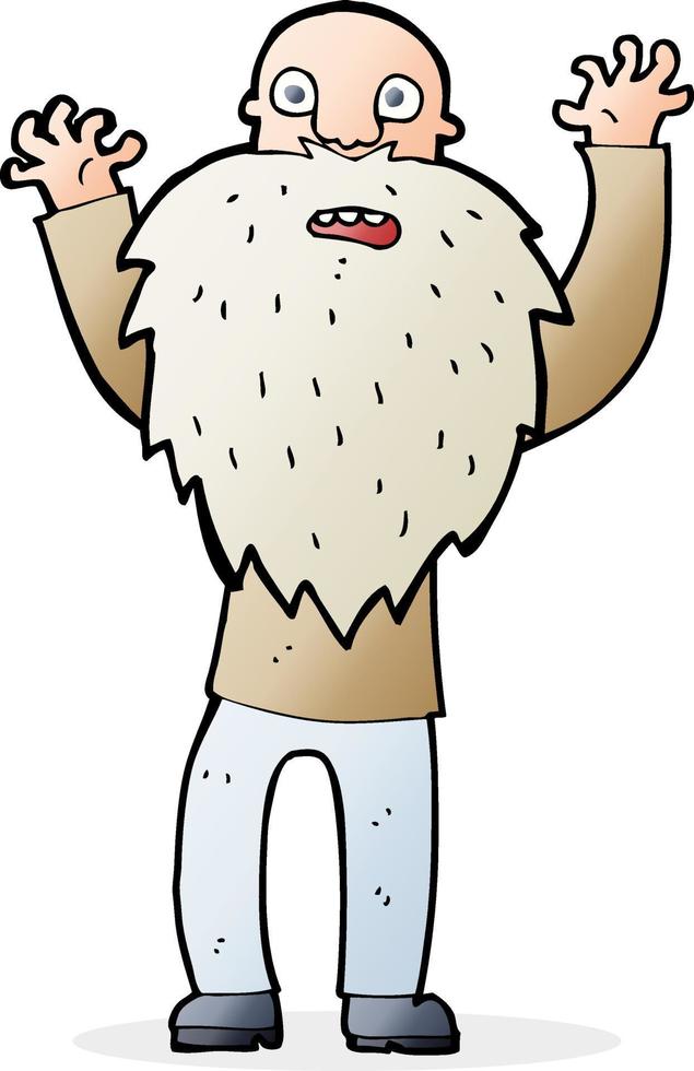 dibujos animados asustado anciano con barba vector