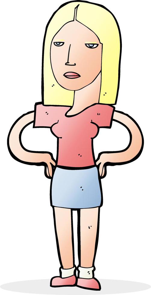 cartoon woman with hands on hips vector