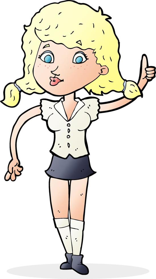 cartoon pretty woman with idea vector