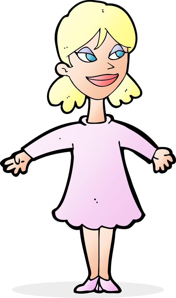 cartoon woman with open arms vector