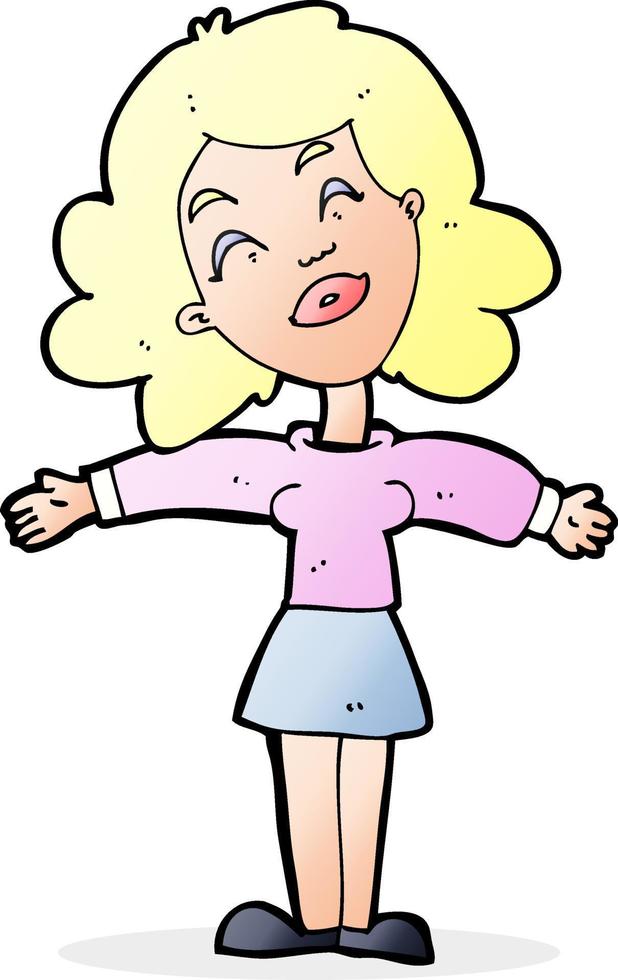 cartoon woman with open arms vector