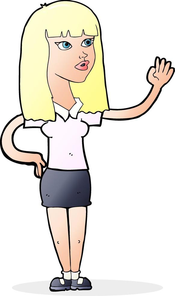 cartoon pretty woman waving vector