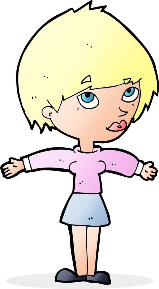cartoon woman with open arms vector