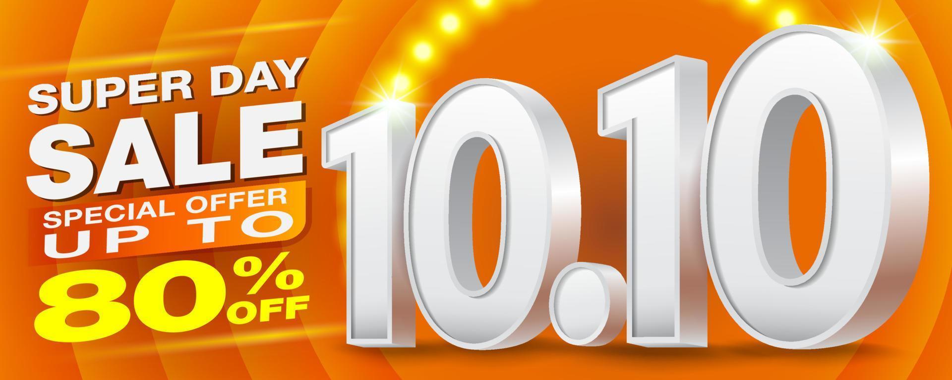 10.10 Super day sale Banner design Big promotion to support the nine month sale of products online. Ads for the web, Social media and online shopping. vector