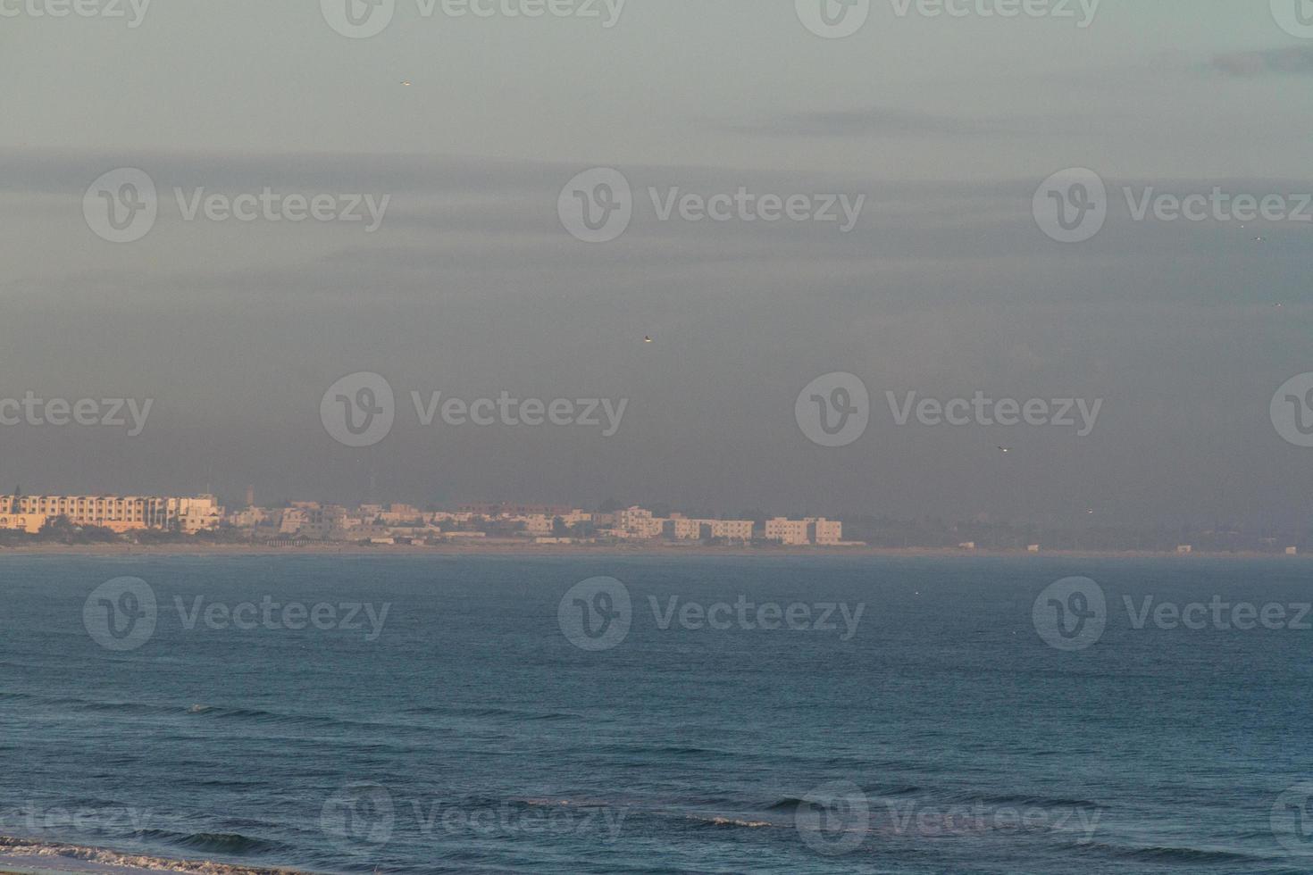 Scene at mediterranean beach resort in Tunisia. photo