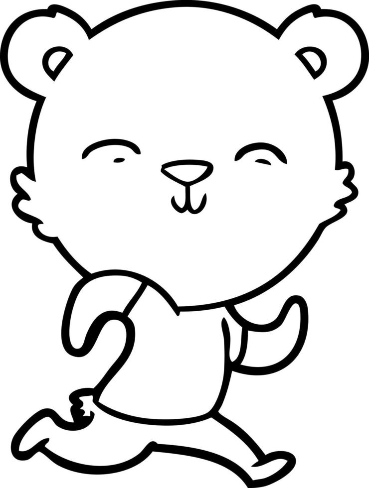 happy cartoon bear jogging vector