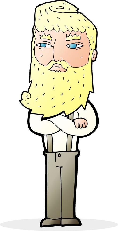 cartoon serious man with beard vector