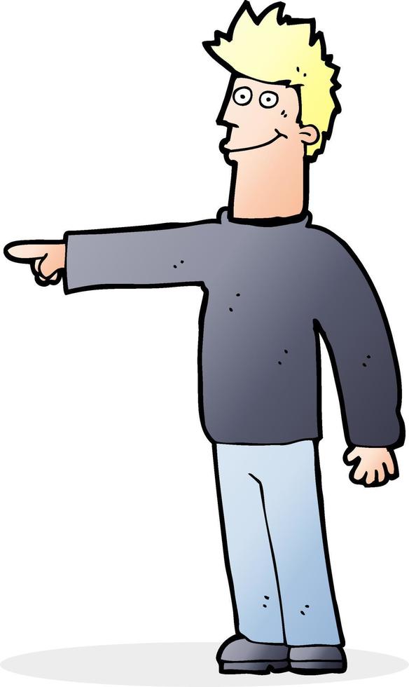 cartoon happy pointing man vector