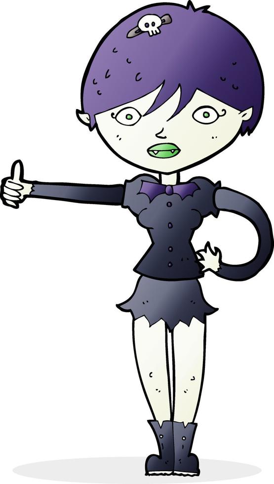 cartoon vampire girl giving thumbs up symbol vector