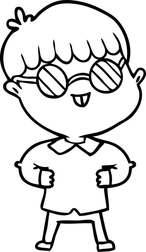 cartoon boy wearing spectacles vector