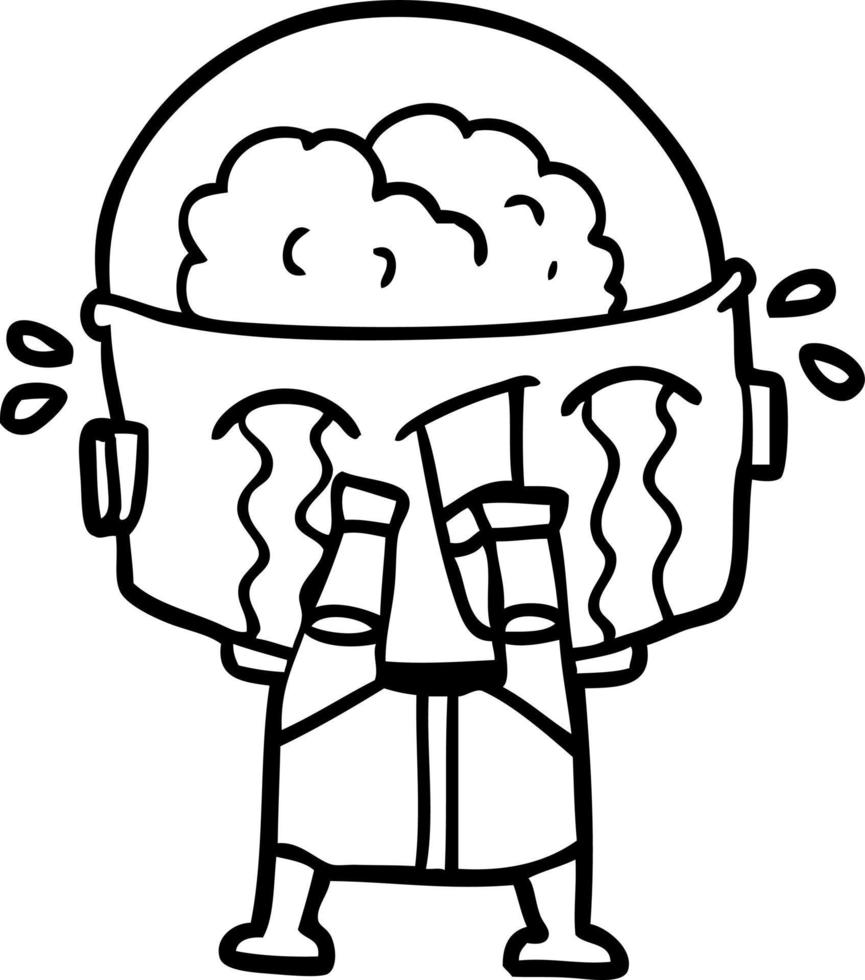 cartoon crying robot vector