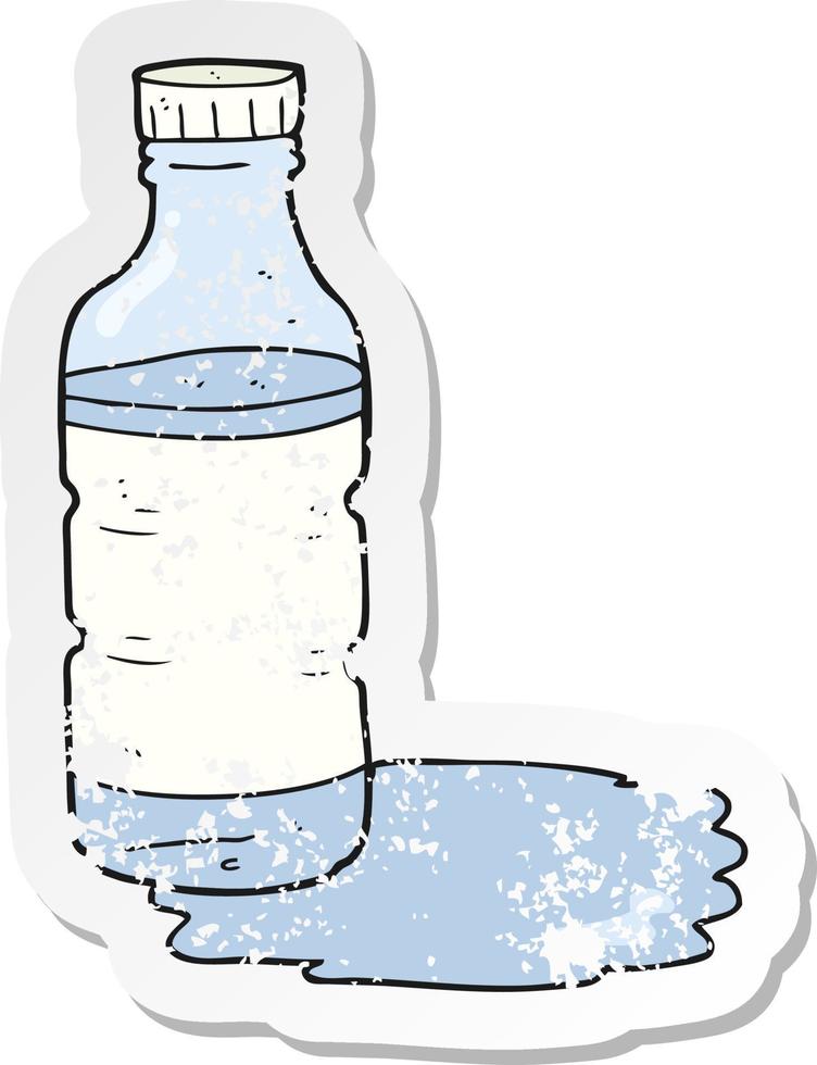 retro distressed sticker of a cartoon water bottle vector