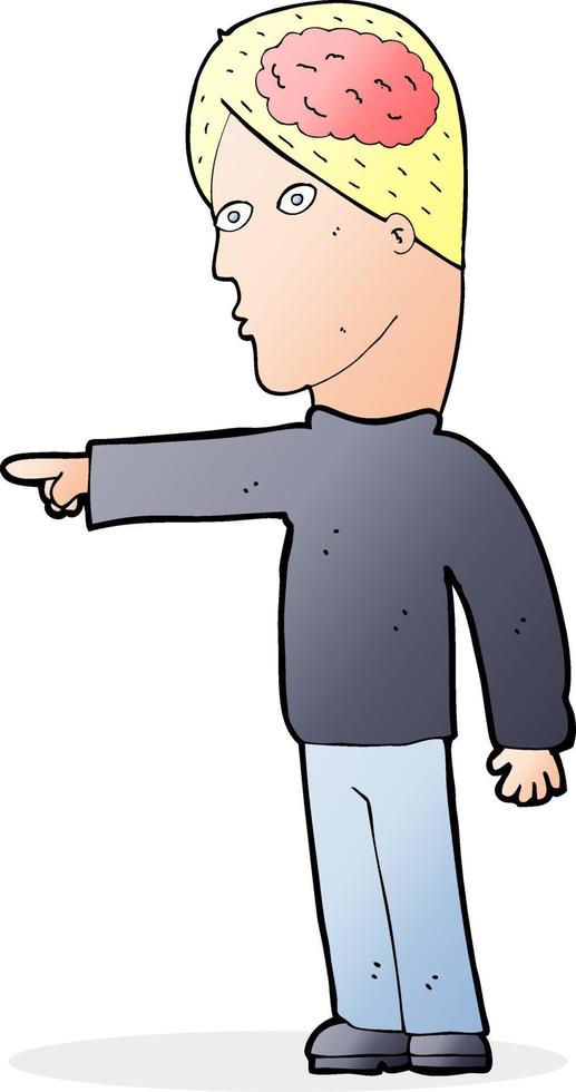 cartoon clever man pointing vector