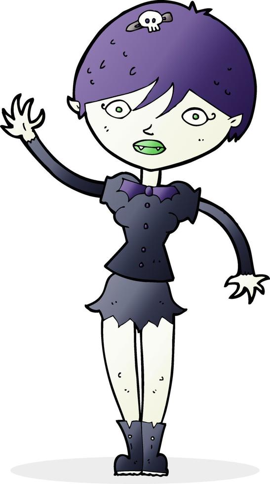 cartoon vampire girl waving vector