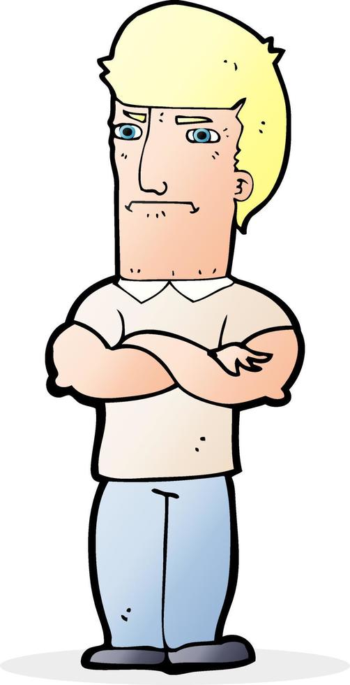cartoon annoyed man with folded arms vector