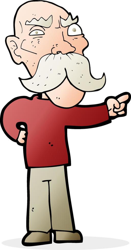 cartoon annoyed old man pointing vector