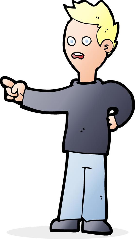 cartoon shocked boy pointing vector