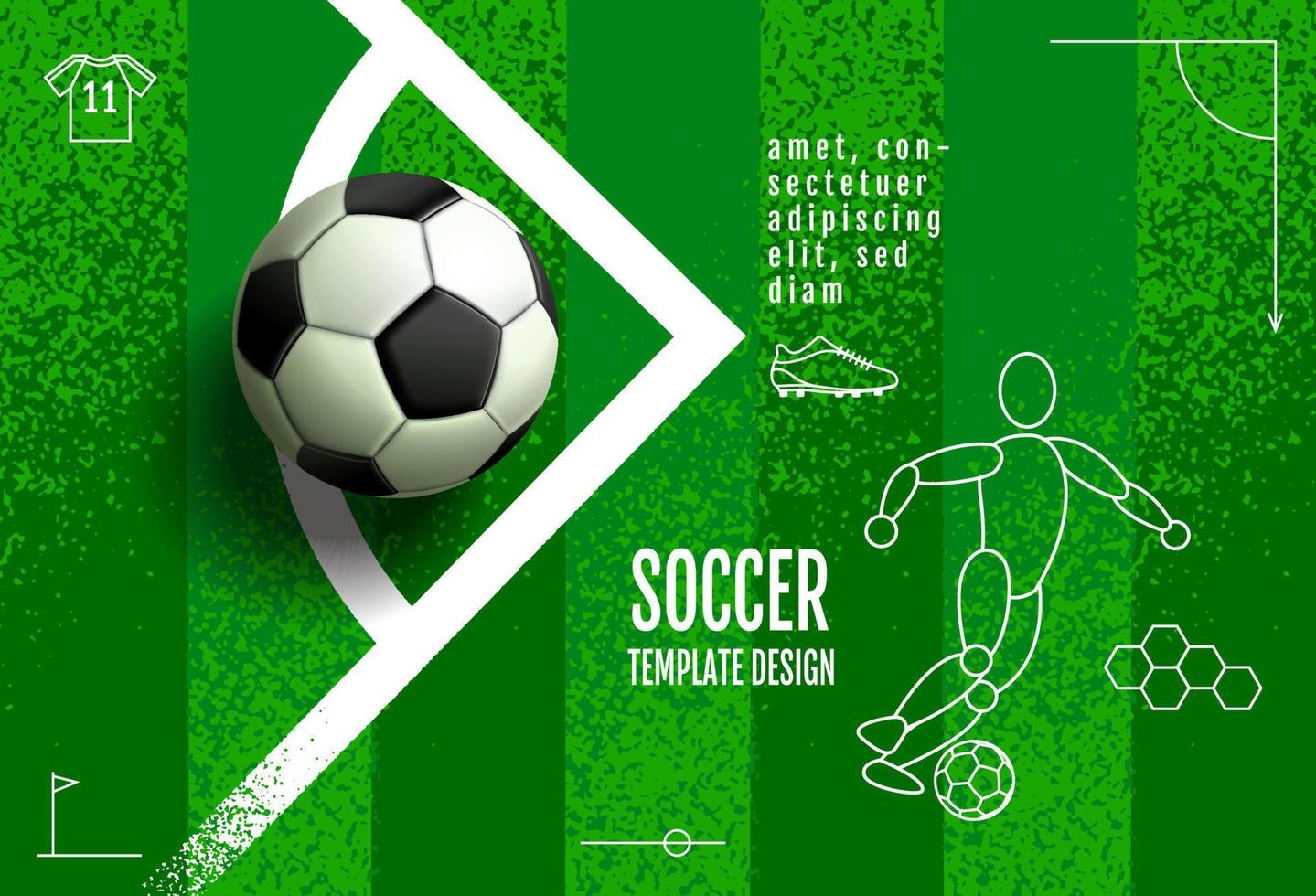 diseño de plantilla de fútbol, banner de fútbol, diseño de diseño deportivo, tema verde, vector