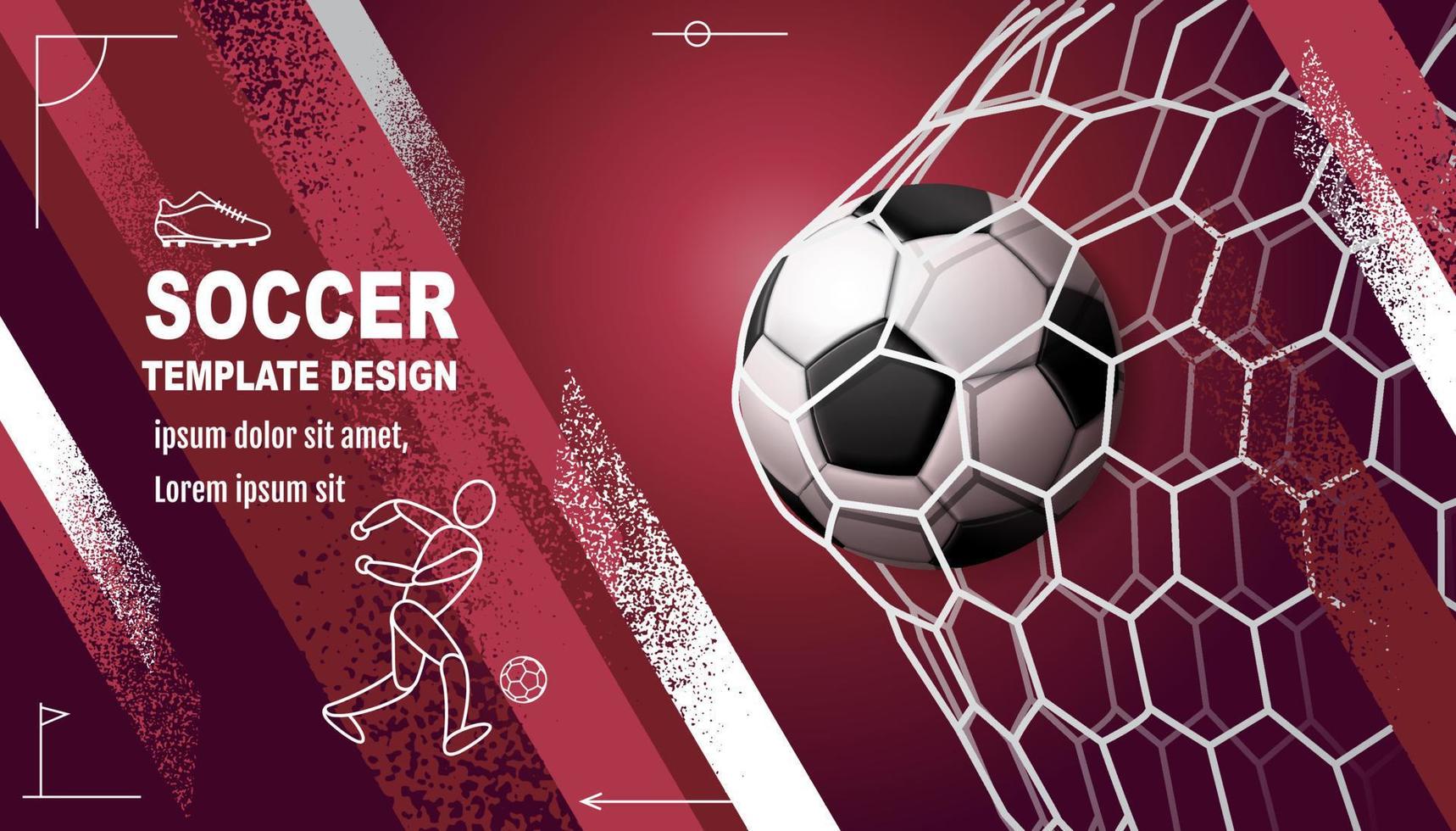 diseño de plantilla de diseño de fútbol, fútbol, tono magenta púrpura, fondo deportivo vector