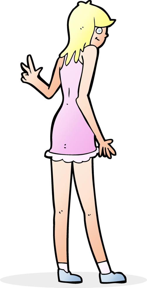 cartoon woman waving vector