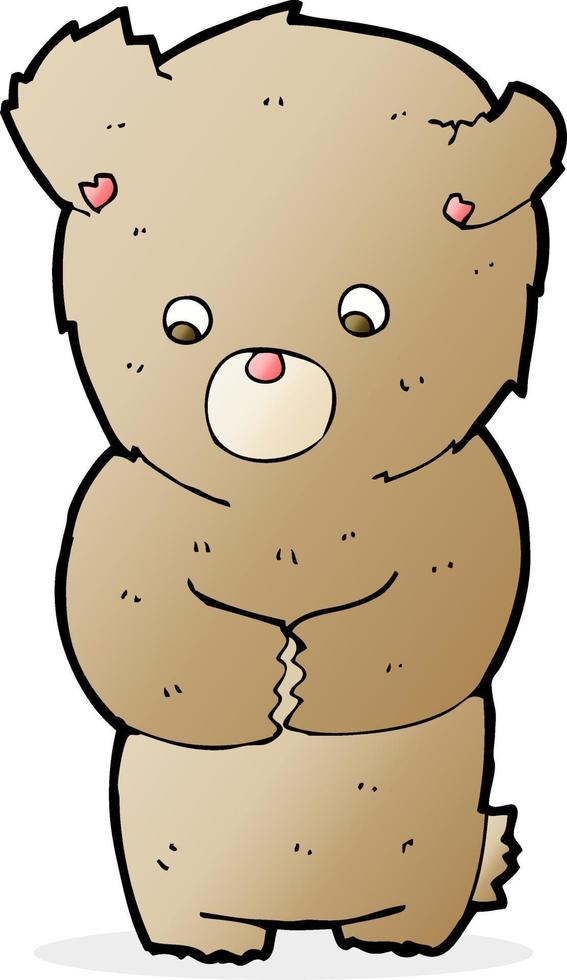 cartoon shy teddy bear vector