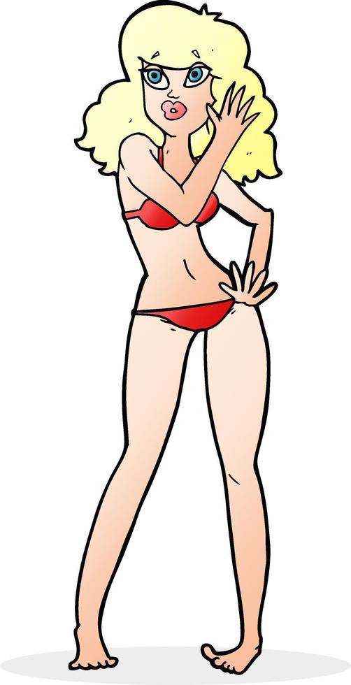 mujer bonita de dibujos animados en bikini vector