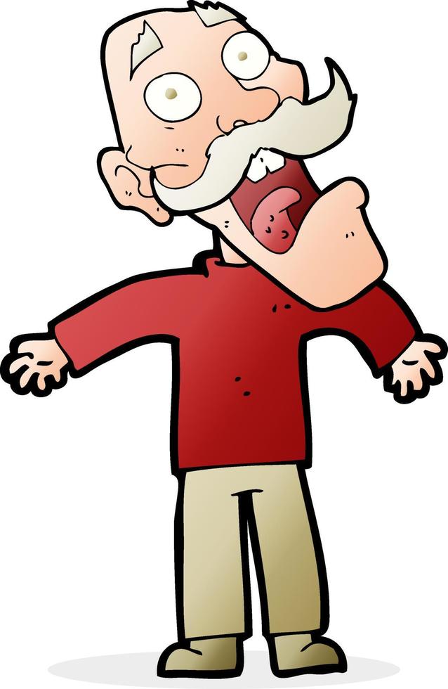 cartoon terrified old man vector