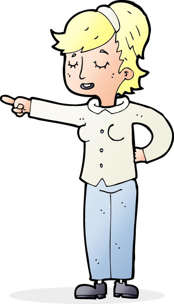 cartoon friendly woman pointing vector