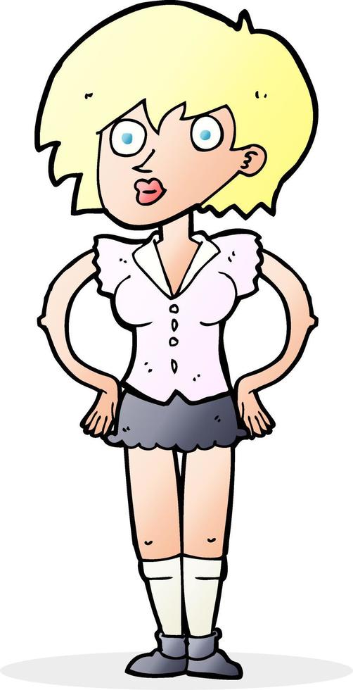 cartoon surprised woman with hands on hips vector